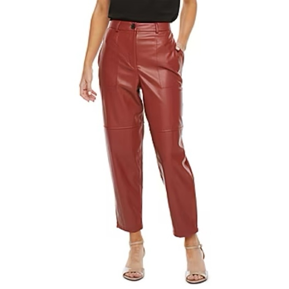 Worthington Red Pleather Ankle Pants